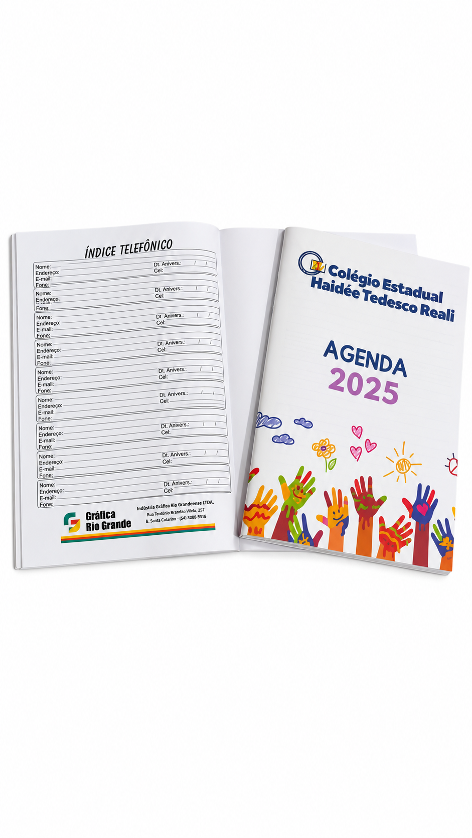 Índice telefônico e capa da agenda