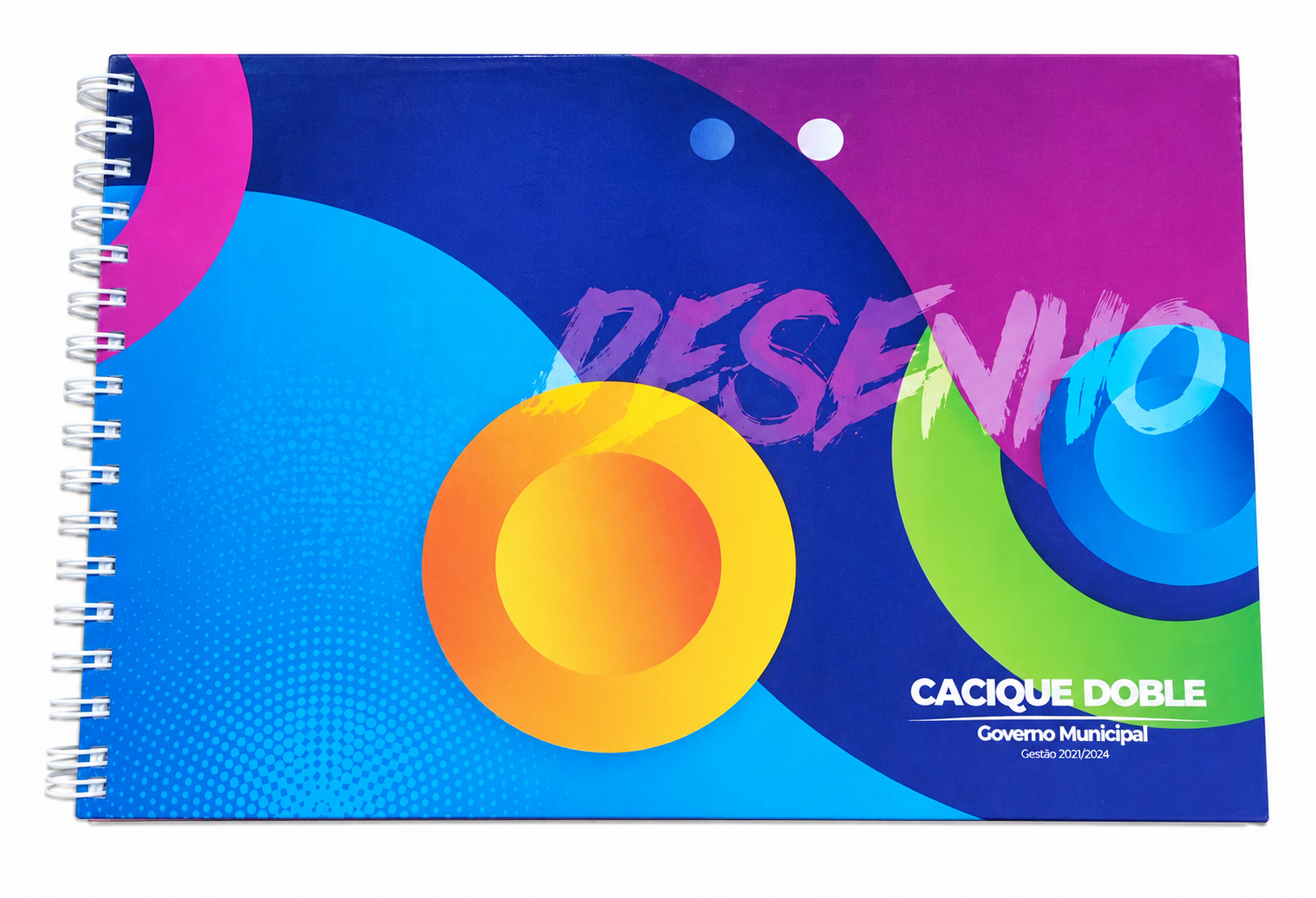 Caderno de desenho personalizado com capa colorida e encadernação espiral